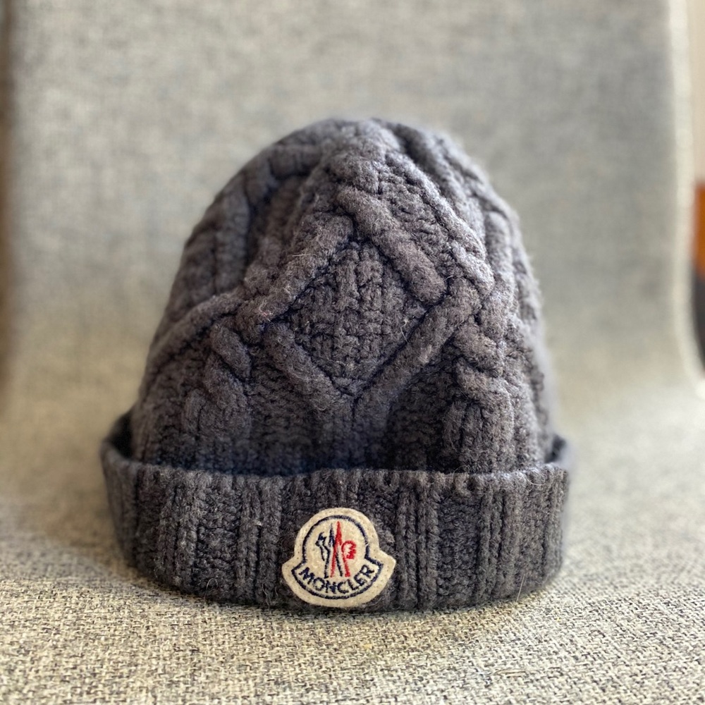Moncler Logo Patch Knitted Virgin Wool Beanie